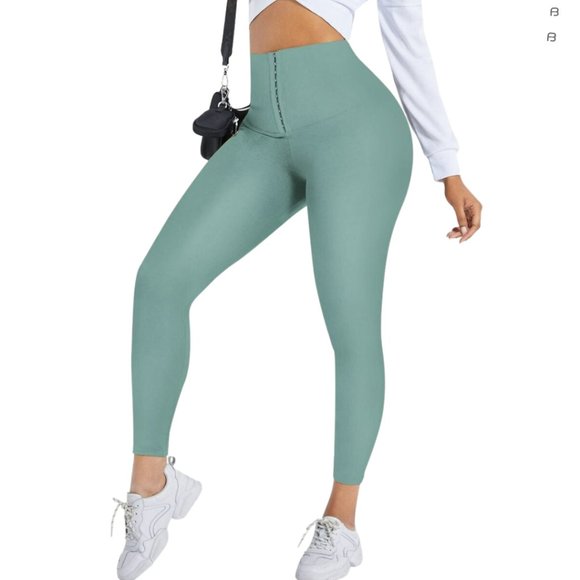 Teal Classic Waist Training Leggings - Picture 2 of 5